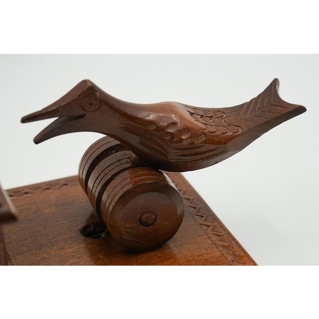 Birdie Cigarette Dispenser Box in Carved Wood, 1950s For Sale - Image 6 of 17