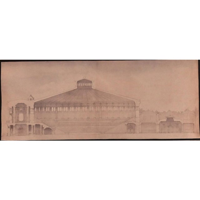 Architectural design is an original painting in ink and watercolor on cardboard by Anonymous french Artist in the early...