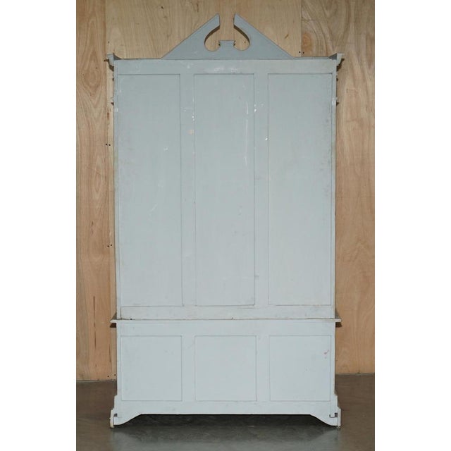 Tall Antique Georgian Painted Town House Wardrobe with Drawers For Sale - Image 11 of 16