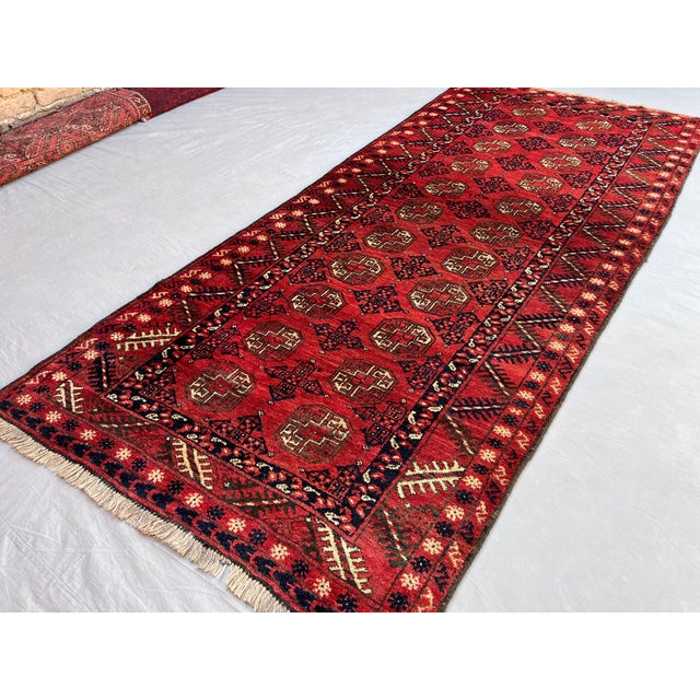 Vintage Afghan Ersari Turkmen Bokhara Gallery Rug - 8'1" X 3'7" For Sale - Image 4 of 12