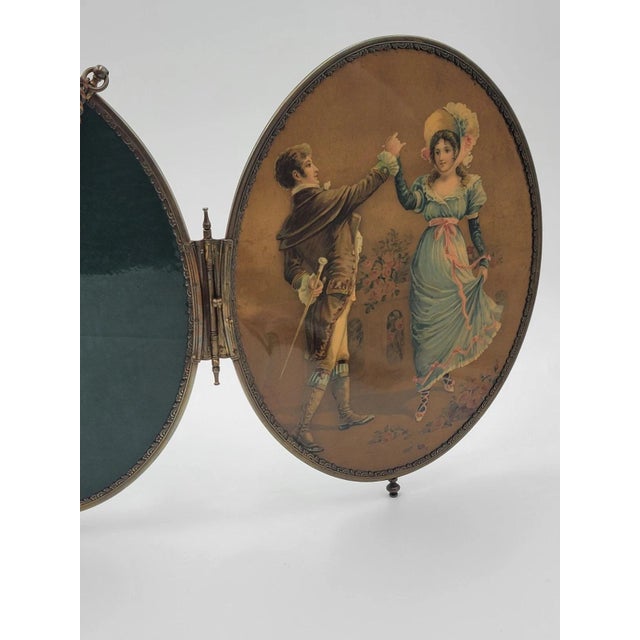 Rare 1800's Victorian Bronze Frame Dancing Couple Triple Hanging Shaving Vanity. For Sale In Houston - Image 6 of 12