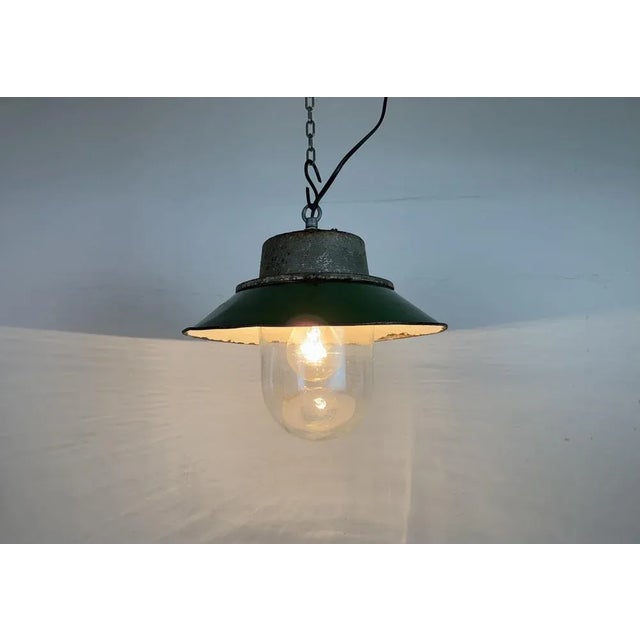 Green Enamel and Cast Iron Industrial Pendant Light, 1960s For Sale - Image 15 of 17
