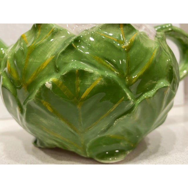 Shabby Chic 1980’s Fitz and Floyd Majolica Cauliflower Teapot For Sale - Image 3 of 11