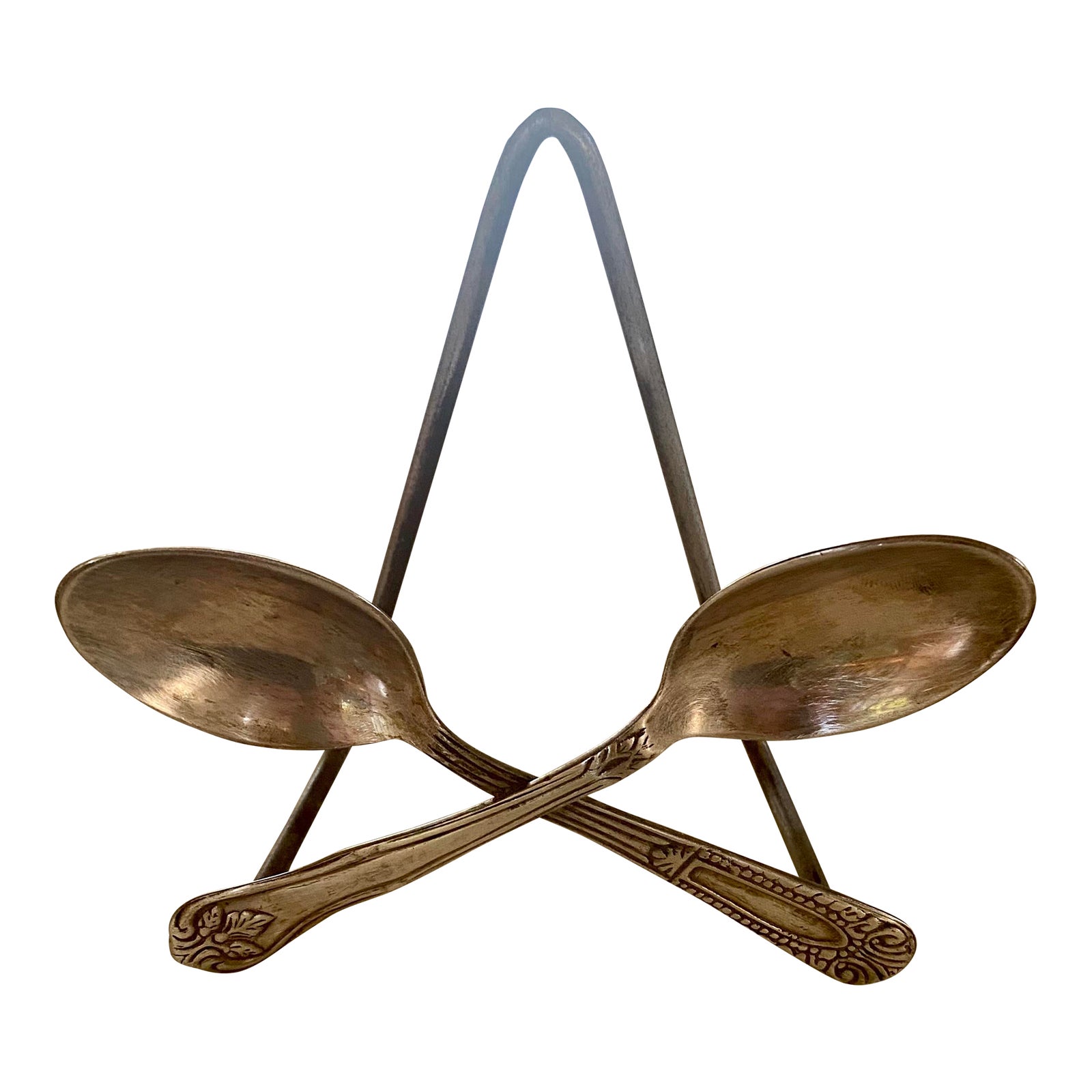 2000s Anthropologie Crossed Spoon Napkin Holder/Plate Stand Chairish