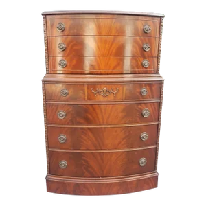 Early 20th C. American Empire BowFront Flame Mahogany Chest on Chest of Drawers