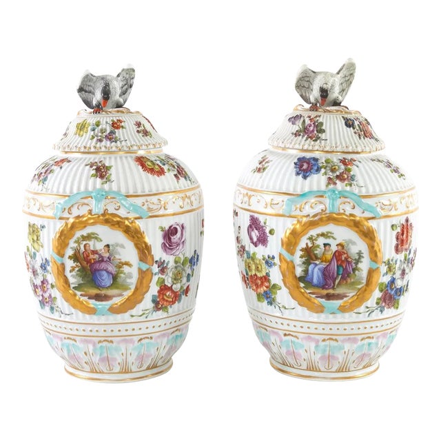 19th Century German Pair Gilt / Painted Urns - a Pair For Sale