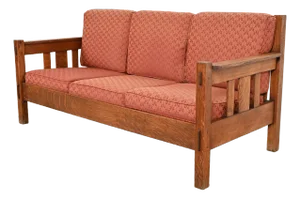 Stickley Brothers Antique Mission Oak Arts and Crafts Settle Sofa, Circa 1900