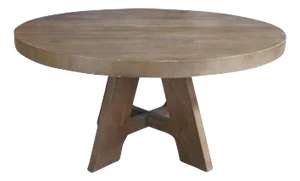 Restoration Hardware Davos Aged Dark Brown Oak Round Dining Table Farmhouse