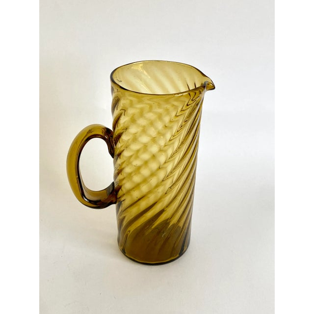 Amber Mid-Century Mexican Artisan Handblown Pitcher For Sale - Image 8 of 8