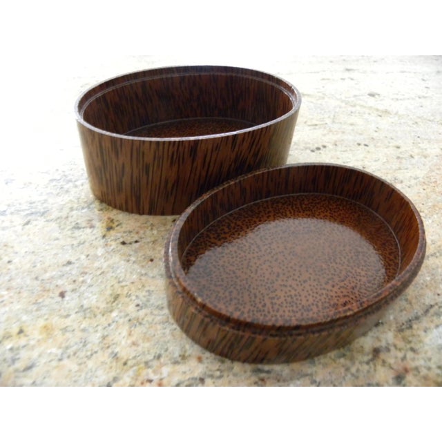 1990s Oval Palm Wood Trinket Box For Sale - Image 6 of 10