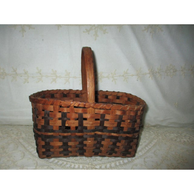 Antique Native American Cherokee Miniature Rivercane Gathering Basket For Sale - Image 4 of 11