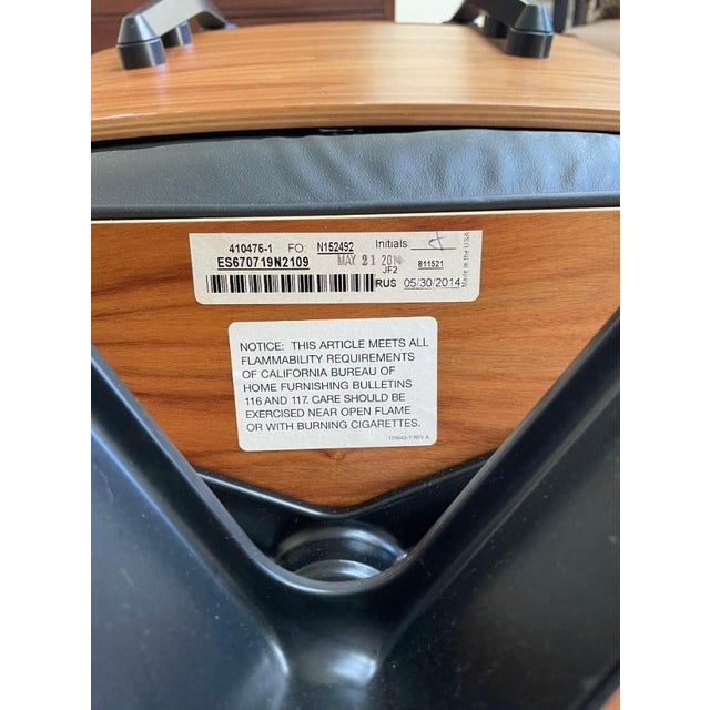 2010s 2014 Herman Miller Eames Lounge Chair and Ottoman | Walnut & Black Leather For Sale - Image 5 of 6