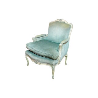 20th Century Louis XV Style Paint Decorated Bergere Chair. For Sale