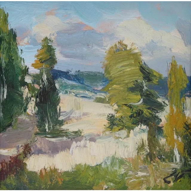 Edgars Vinters, Sunny Landscape, Oil on Cardboard, 1990 For Sale - Image 4 of 4