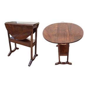 Pair of Biggs Furniture Regency Style Mahogany Drop-Leaf Serving Tables