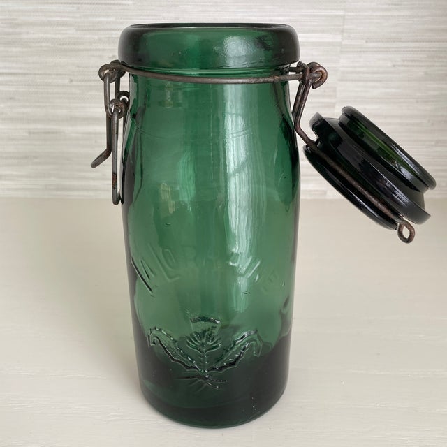 Antique French La Lorraine Green Glass Canning Jar - One Litre For Sale - Image 10 of 12