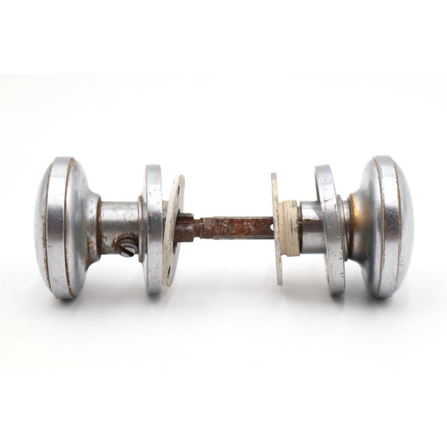 Traditional Vintage 1.75 In. Brushed Steel Passage Door Knob Set For Sale - Image 3 of 6