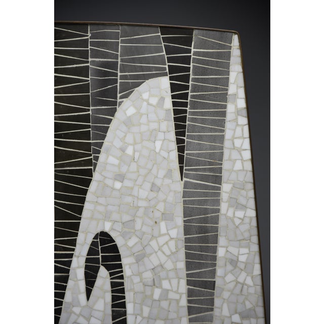 Abstract Black and White Glass Mosaic Coffee Table with Brass Legs by Berthold Müller, 1955 For Sale - Image 12 of 18