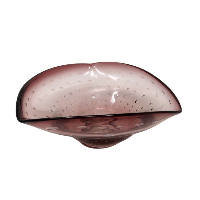 Mid-Century Modern Vintage Amethyst Glass Catch-All With Controlled Bubbles For Sale - Image 3 of 11