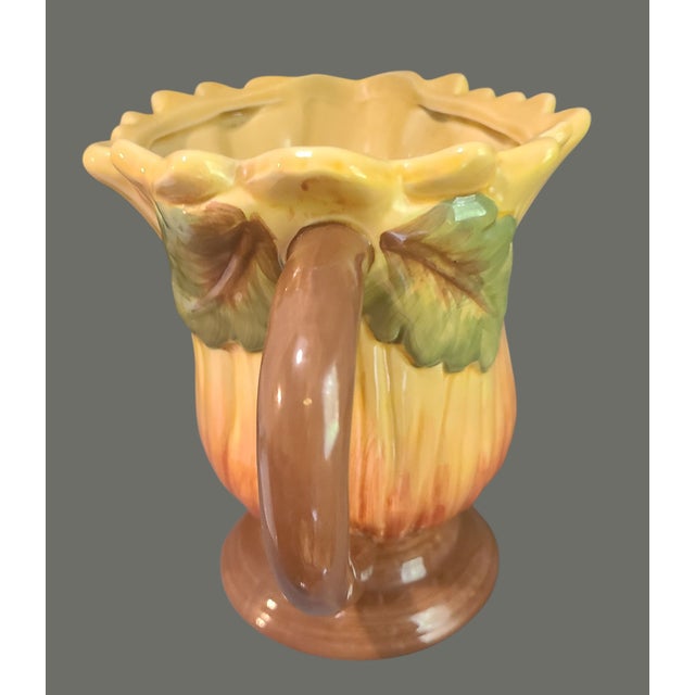 Contemporary Late 20th Century Maxcera Terra-Cotta Hand Painted Sunflower Pitcher For Sale - Image 3 of 8