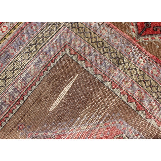 Brown Vintage Turkish Oushak Rug With Three Large Medallions and Multiple Borders 4'3"x9'11" For Sale - Image 8 of 8