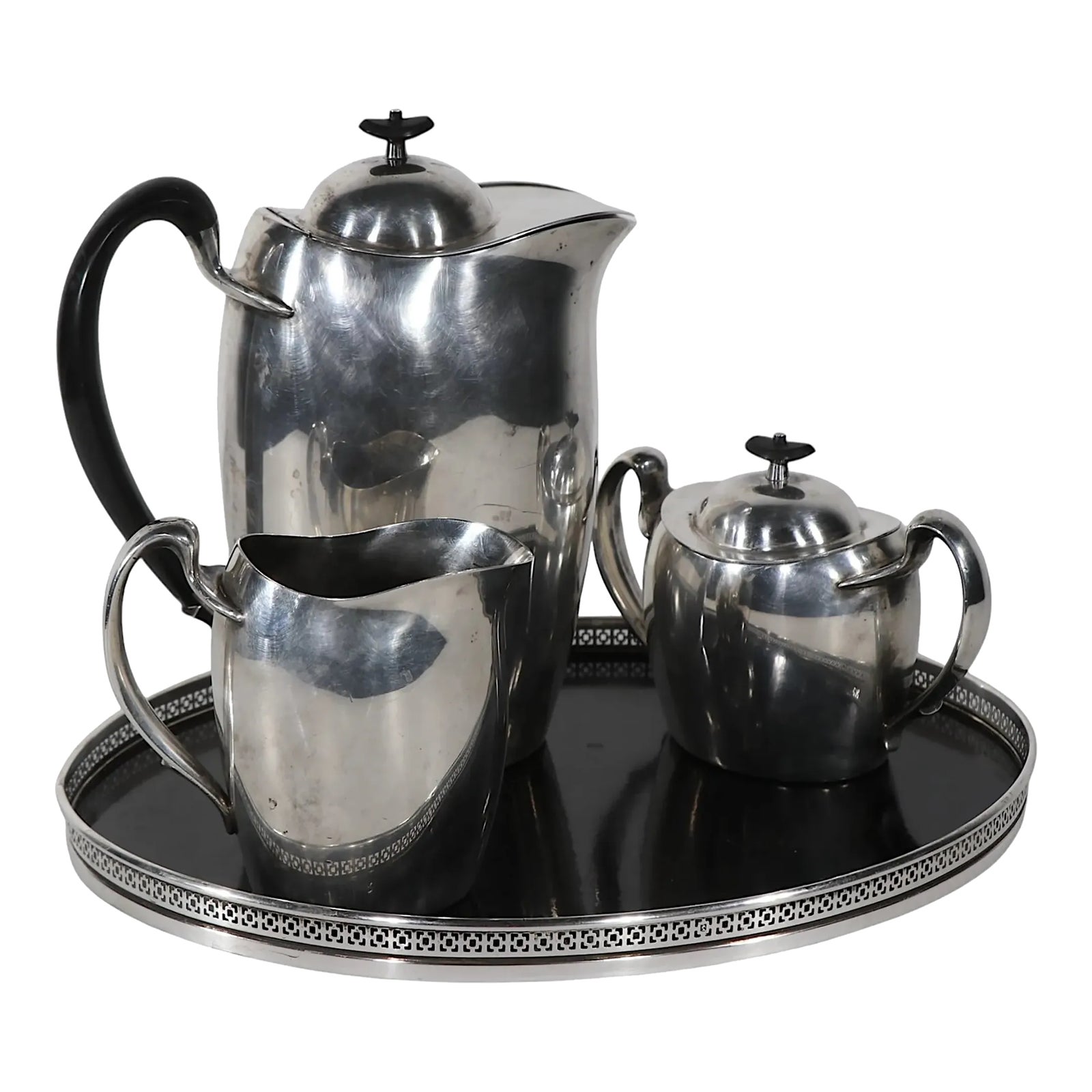 4pc Art Deco Style Silver Plate Coffee Tea Serving Set Achievement by ...