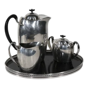 4pc Art Deco Style Silver Plate Coffee Tea Serving Set Achievement by Community C. 1930/50