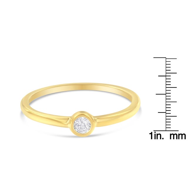 14K Yellow Gold Plated .925 Sterling Silver Miracle Set Diamond Ring (1/20 Cttw, J-K Color, I1-I2 Clarity) - Size 8 For Sale In New York - Image 6 of 6