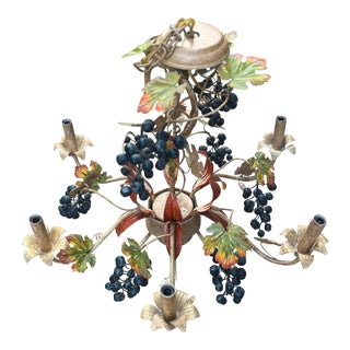 Mid Century Italian Chandelier - Grapes & Leaves For Sale