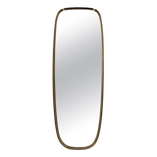 Italian Brass Framed Wall Mirror, Italy, 1960s For Sale