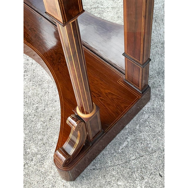 Wood Vintage Stone Top Flame Mahogany Pier Table For Sale - Image 7 of 12