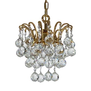 Brass & Lead Crystal Chandelier from Schröder and Co., 1970s For Sale