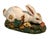 Antique handmade Majolica ceramic white rabbit centerpiece. Large clay sculpture of a rabbit with a carrot, pumpkins,...