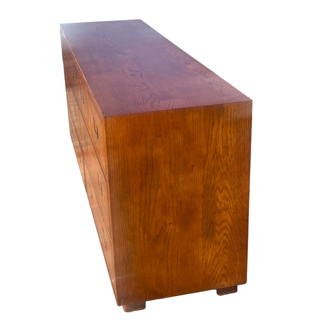 Henredon 1970s Henredon Artefacts Champaign Style Dresser Credenza Brass Drop Pulls For Sale - Image 4 of 11