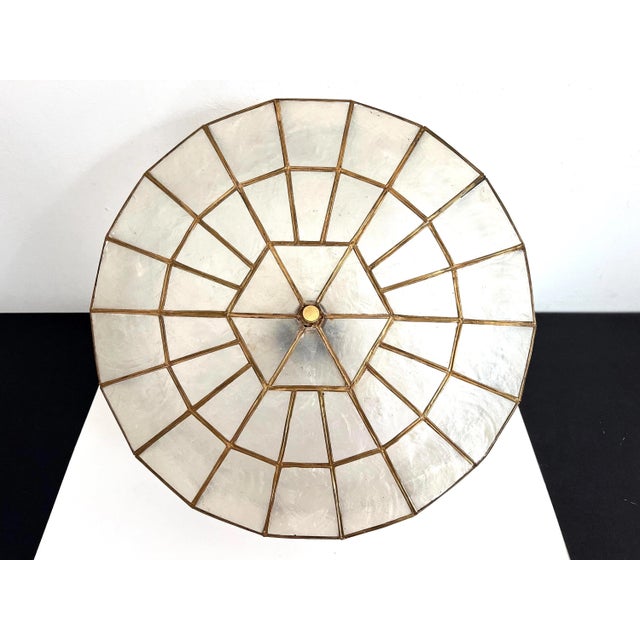 Metal Mid Century Capiz Shell Ceiling Light For Sale - Image 7 of 16