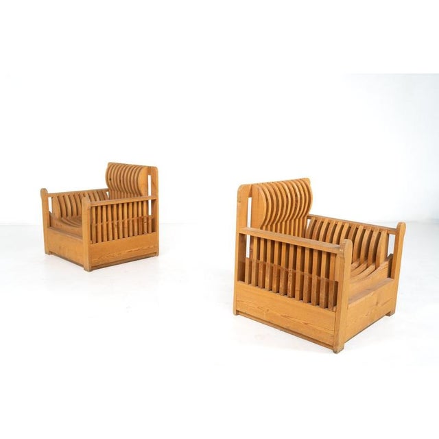 Armchairs from the Mobili Nella Valle Series attributed to Mario Ceroli, 1970s, Set of 2 For Sale - Image 4 of 14