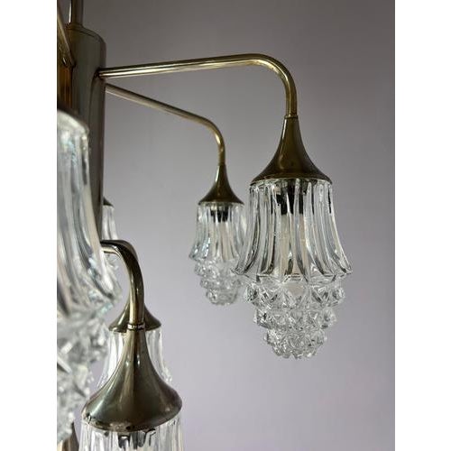 10-Light Chandelier in Glass and Chrome by Richard Essig For Sale - Image 4 of 11