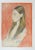 Mid-Century Modern Small Mid 20th Century Color Portrait Drawing of Young Woman For Sale - Image 3 of 3