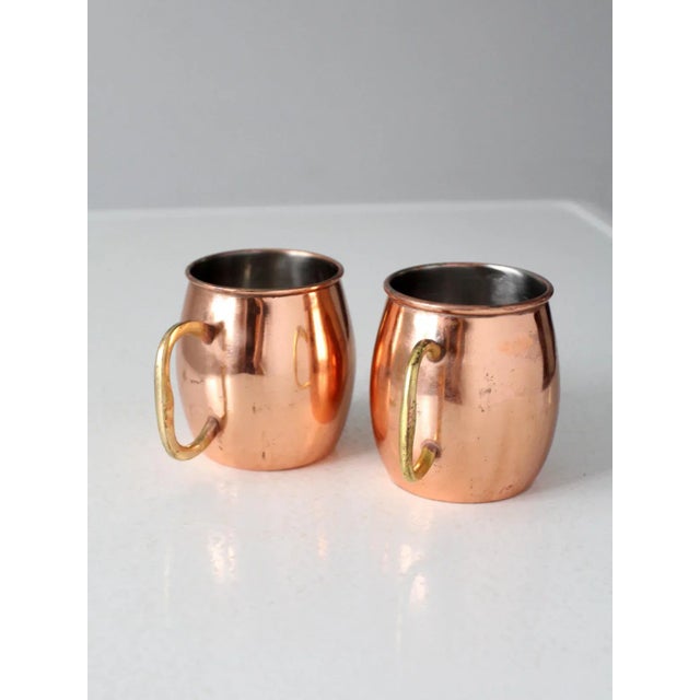 Farmhouse Vintage Godinger Copper Mugs Pair For Sale - Image 3 of 12