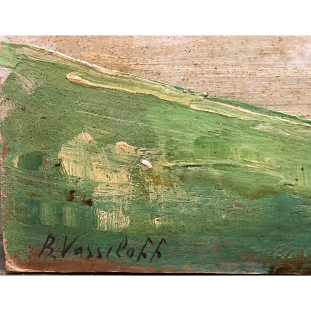 Impressionist Boris Vassiloff, Marinescape with Boat Long Island NYC Oil Painting For Sale - Image 3 of 3