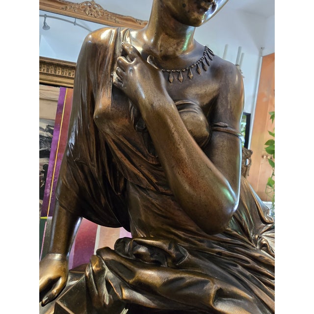 Antique Grand Palace Signed Bronze Clock Set For Sale - Image 17 of 18