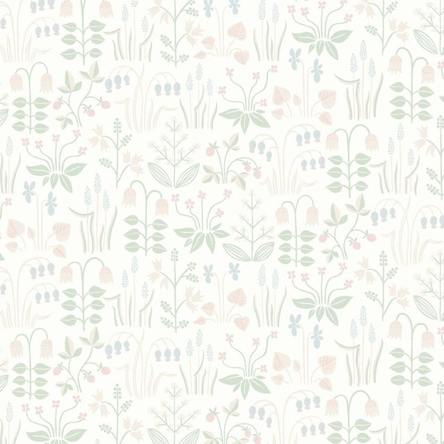 SAMPLE - Boråstapeter Strawberry Field Wallpaper In Ivory For Sale