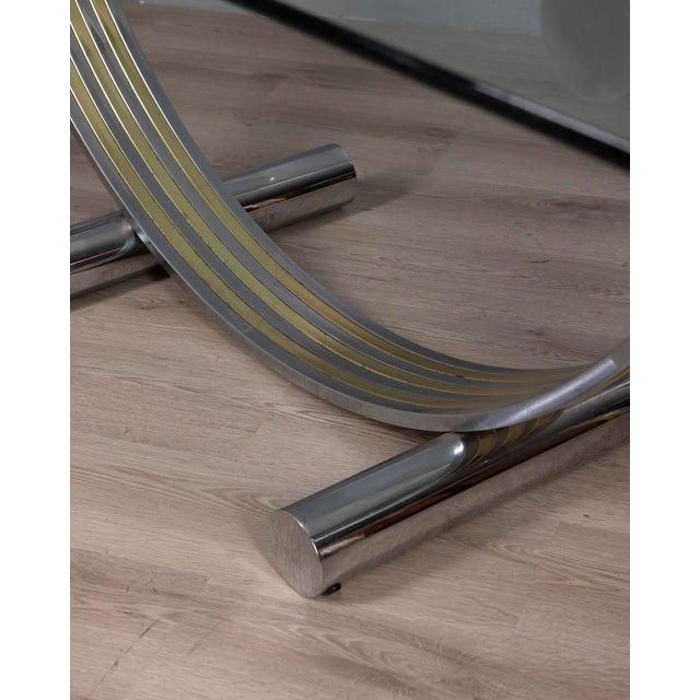 Vintage Metal, Brass, and Glass Table by Renato Zevi, 1970s For Sale - Image 11 of 12