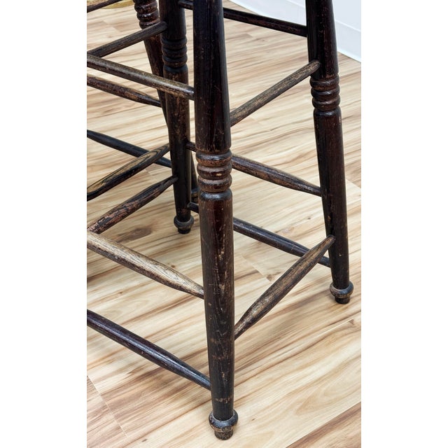Vintage English Style Turned Wood Bar Stools, a Pair For Sale - Image 12 of 13