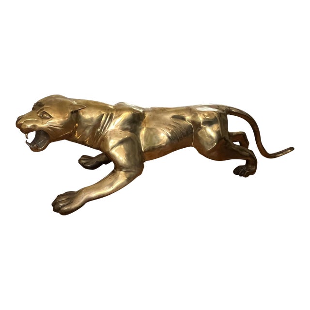 1960 Mid Century Modern Japanese Life Size Brass Panther For Sale