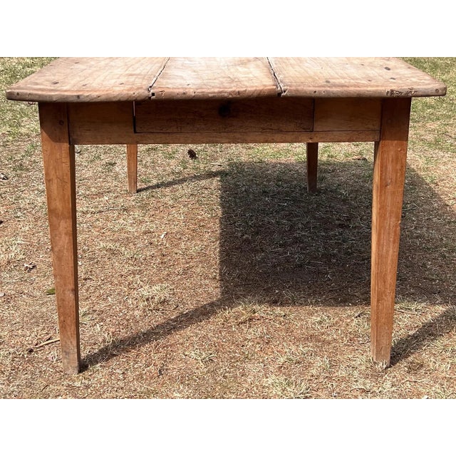 Early 19th Century Provincial Farmhouse Work Table, Scrubbed Fruitwood For Sale In Houston - Image 6 of 13