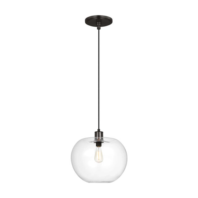2020s Thomas O'Brien by Visual Comfort Studio Mela 1-Light Large Pendant in Aged Iron For Sale - Image 5 of 5