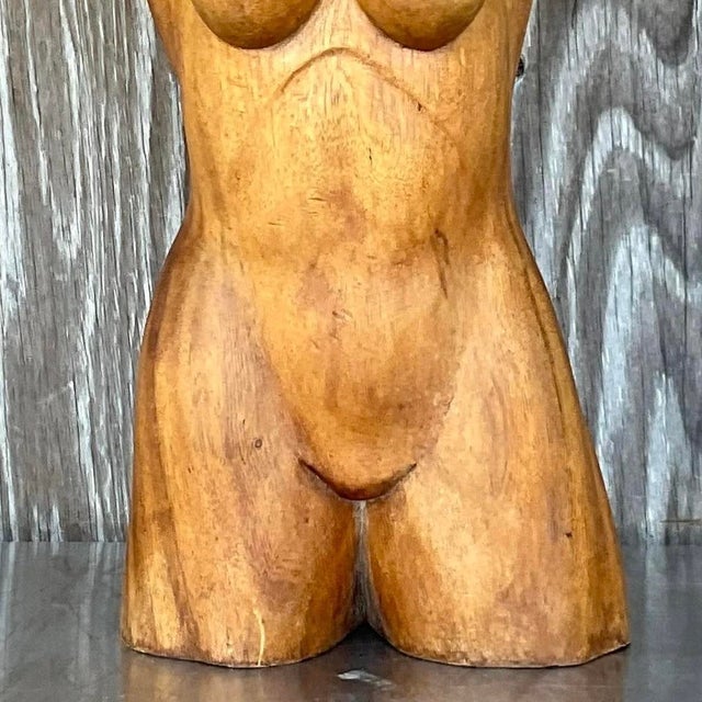 Vintage Boho Carved Torso of Woman For Sale - Image 11 of 13