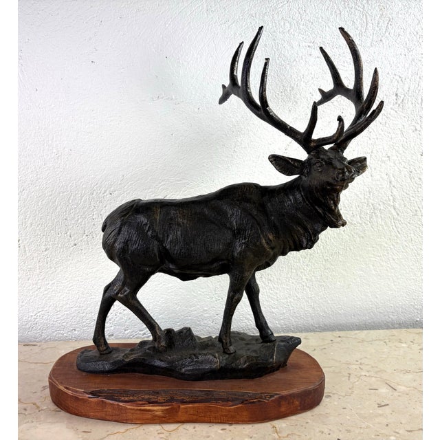 Handsome Vintage Cast-Iron Stag Sculpture For Sale - Image 12 of 12