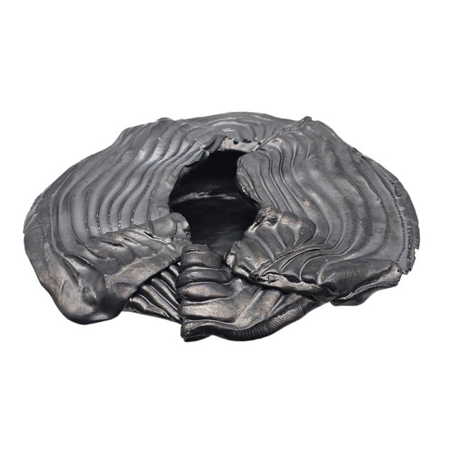 Charcoal Late 20th Century American Studio Pottery Ikebana Vessel Graphite Gray For Sale - Image 8 of 10